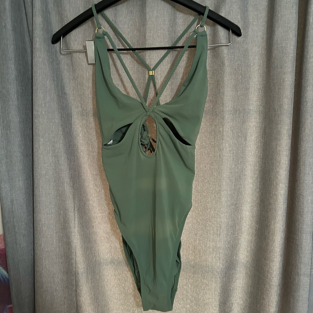 Robin Piccone Green Strappy One-Piece Swimsuit